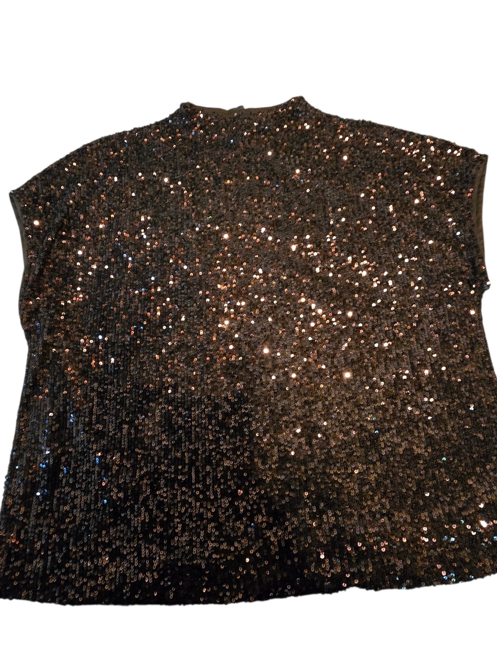 Cable & Gauge Sequined Chocolate Brown Sleeveless Evening Top